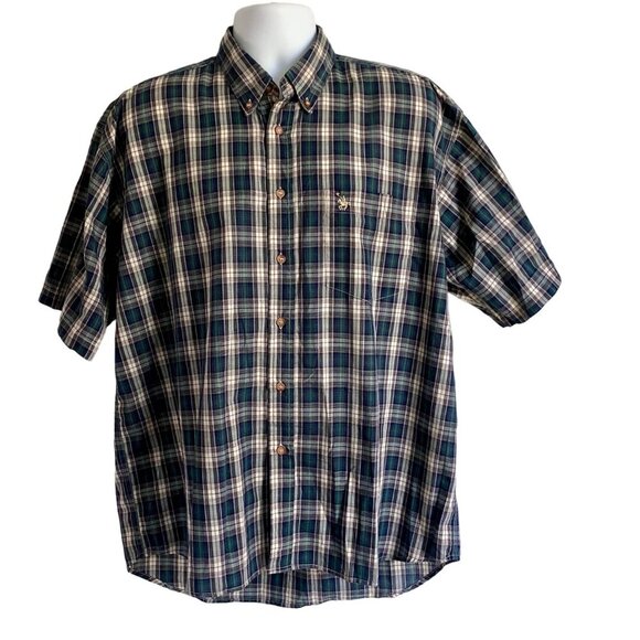Knights Of Round Table Plaid Short Sleeve Button Down Shirt Men's Large - Picture 2 of 11